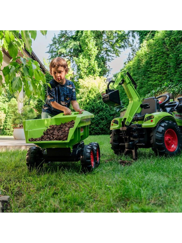 FALK Traktor CLAAS AVEC Zielony na Pedały z Przyczepką od 3 Lat