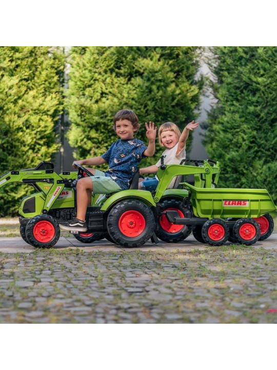 FALK Traktor CLAAS AVEC Zielony na Pedały z Przyczepką od 3 Lat