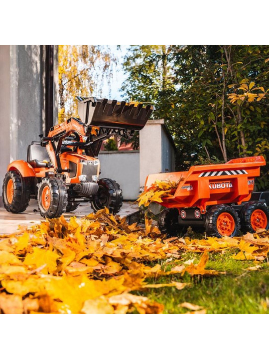 FALK Traktorek Kubota Pomarańczowy z Przyczepką od 3 Lat