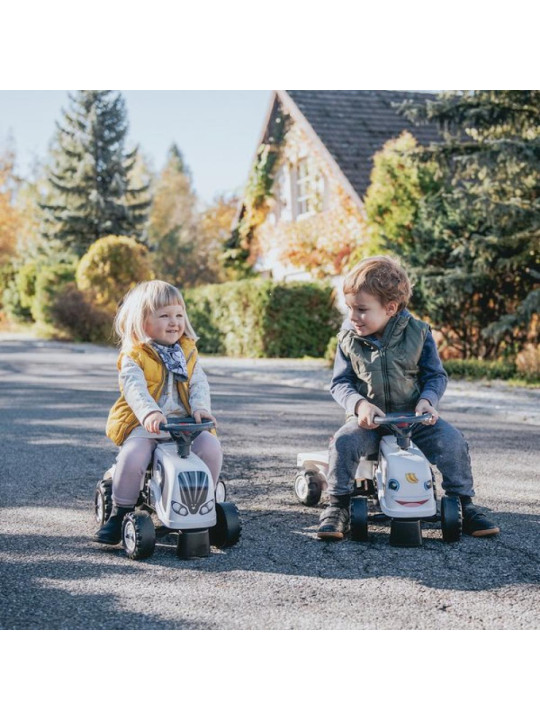 FALK Traktorek Baby Valtra Biały z Przyczepką + akc. od 1 roku