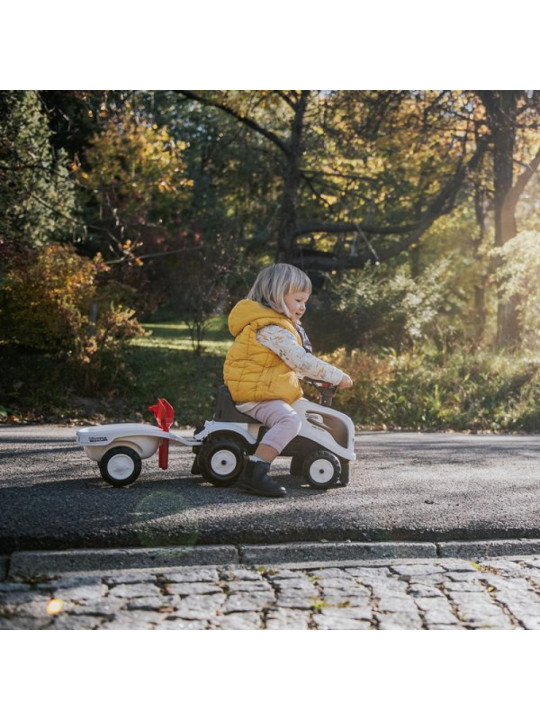 FALK Traktorek Baby Valtra Biały z Przyczepką + akc. od 1 roku