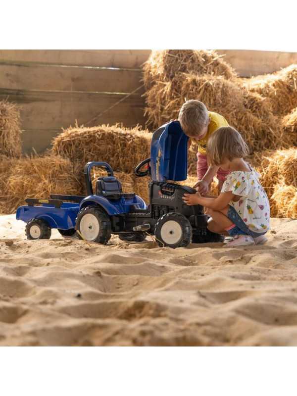 FALK Traktor na Pedały New Holland Duży z Przyczepką + Otwierana Maska od 2 lat