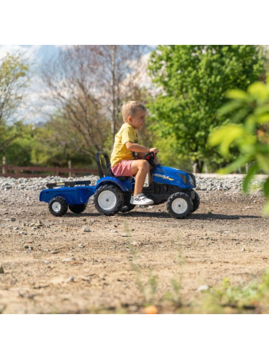 FALK Traktor na Pedały New Holland Duży z Przyczepką + Otwierana Maska od 2 lat