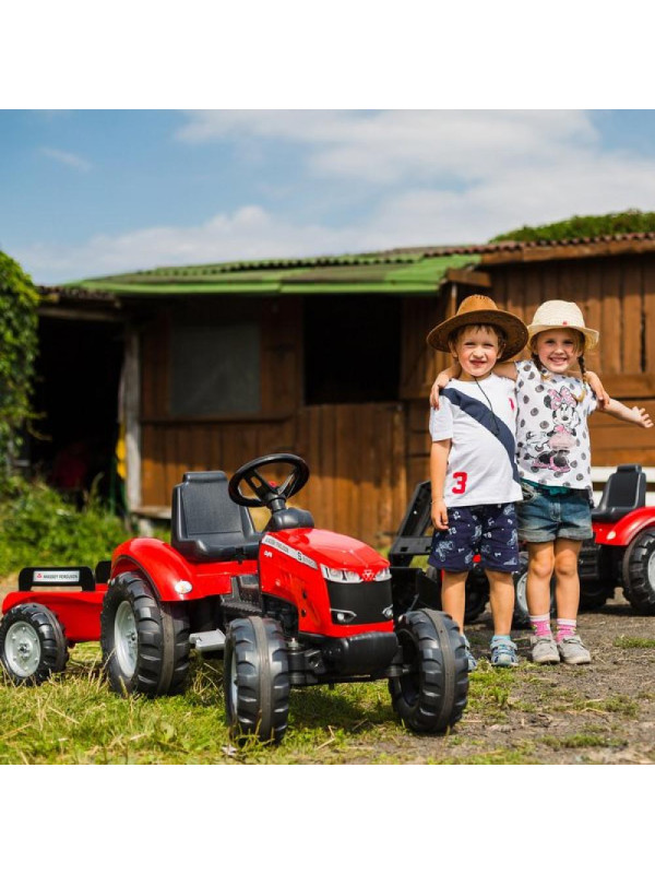 FALK Traktor Massey Ferguson Czerwony na Pedały z Przyczepką od 3 Lat