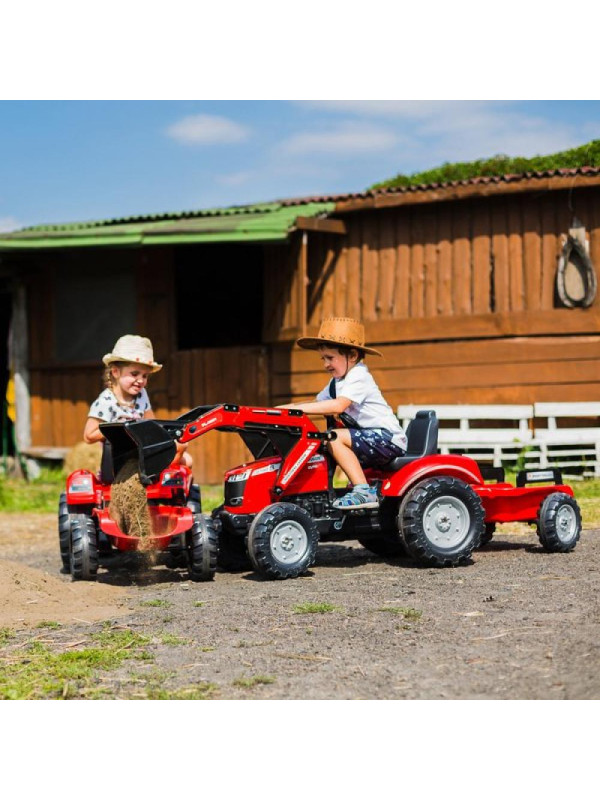 FALK Traktor Massey Ferguson Czerwony na Pedały z Przyczepką od 3 Lat