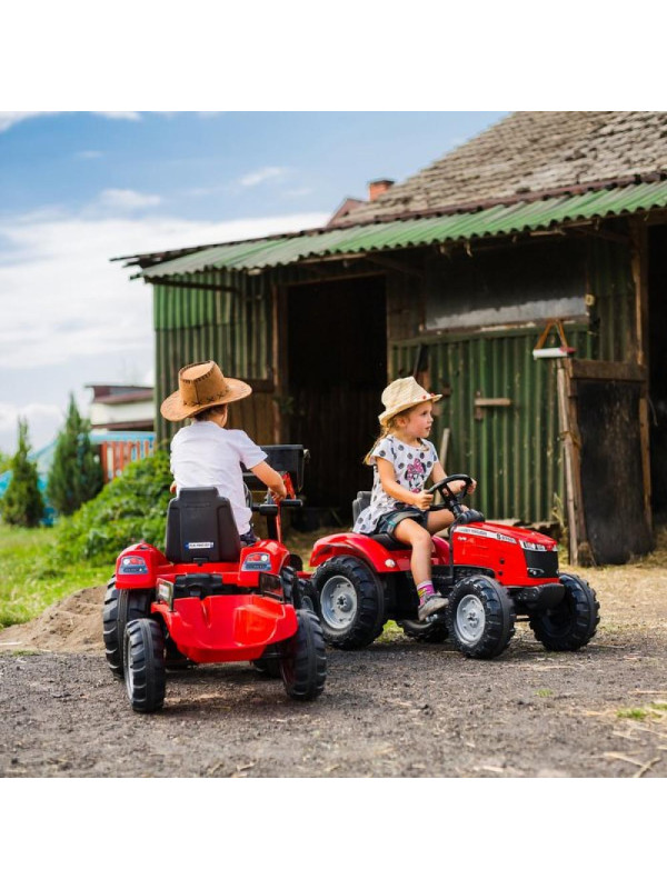 FALK Traktor Massey Ferguson Czerwony na Pedały z Przyczepką od 3 Lat