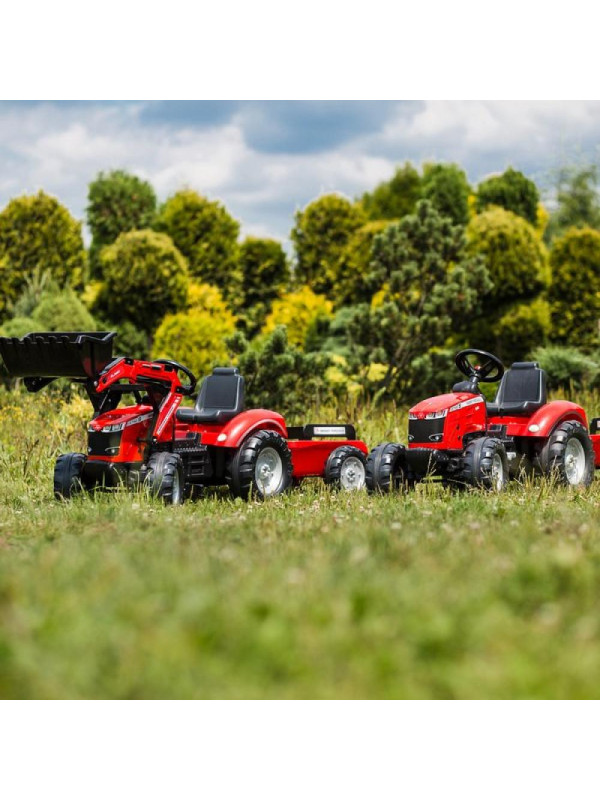 FALK Traktor Massey Ferguson Czerwony na Pedały z Przyczepką od 3 Lat