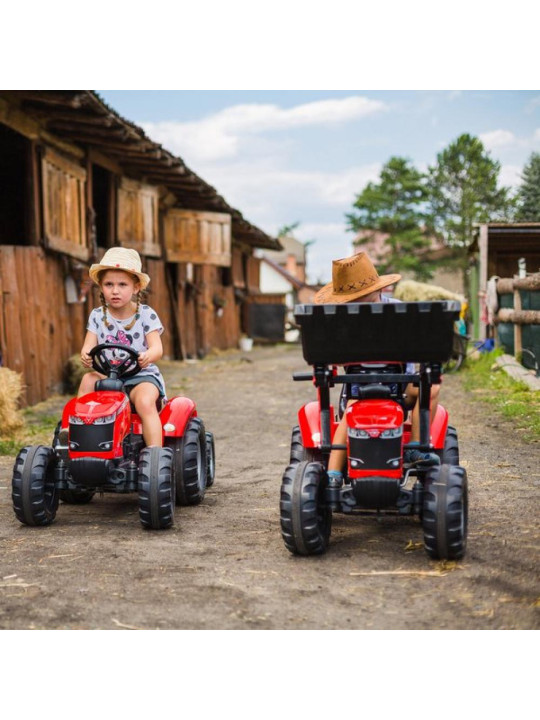 FALK Traktor Massey Ferguson Czerwony na Pedały z Przyczepką od 3 Lat