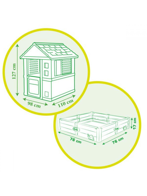 SMOBY Domek Ogrodowy Zielony + Piaskownica