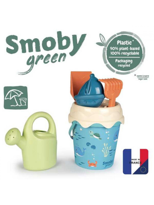 Smoby Green Wiaderko z akcesoriami do piasku i konewką z bioplastiku