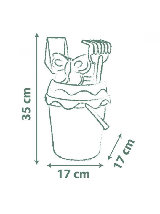 SMOBY GREEN Wiaderko z Akcesoriami do Piasku i Konewką z Bioplastiku