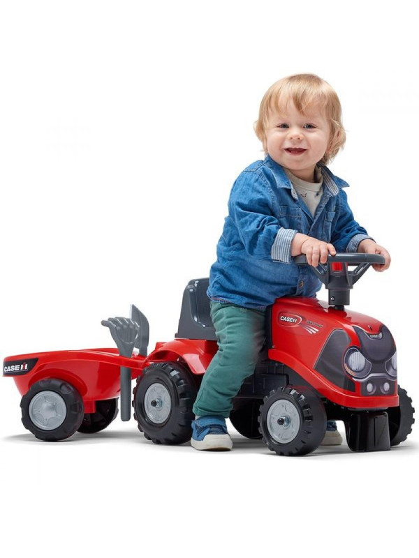 FALK Jeździk Traktorek Baby Case IH Ride-On Czerwony z Przyczepką + akc. od 12 miesięcy