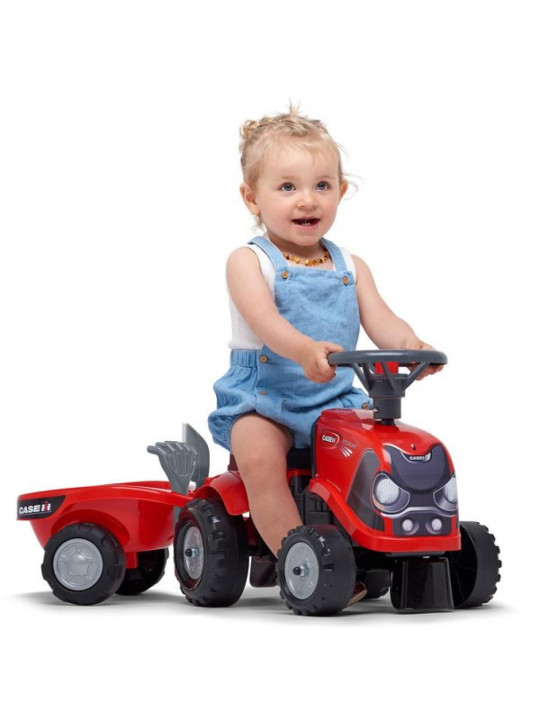 FALK Jeździk Traktorek Baby Case IH Ride-On Czerwony z Przyczepką + akc. od 12 miesięcy