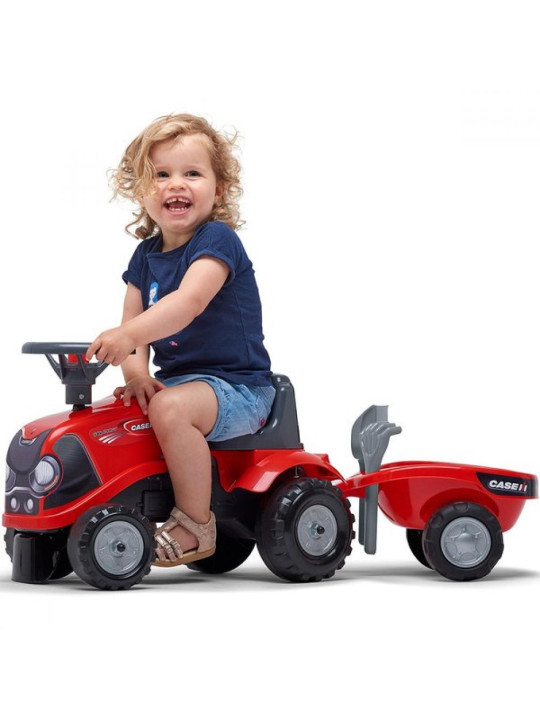 FALK Jeździk Traktorek Baby Case IH Ride-On Czerwony z Przyczepką + akc. od 12 miesięcy