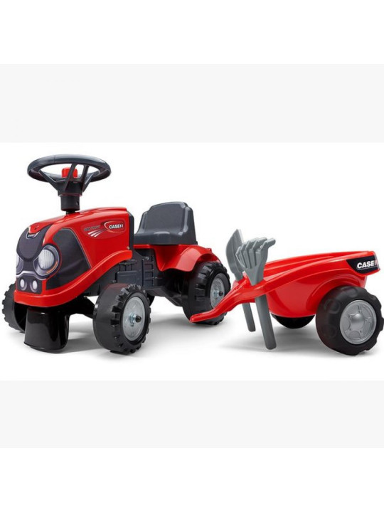 FALK Jeździk Traktorek Baby Case IH Ride-On Czerwony z Przyczepką + akc. od 12 miesięcy