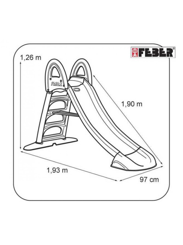 FEBER Duża Zjeżdżalnia Ogrodowa Ze Ślizgiem Wodnym 190 cm