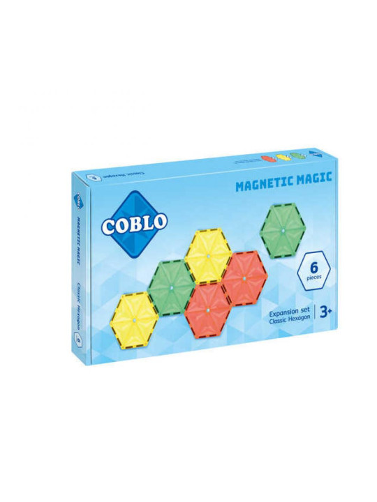 COBLO, magnetyczne klocki konstrukcyjne 6 płyt Hexagon 14 cm