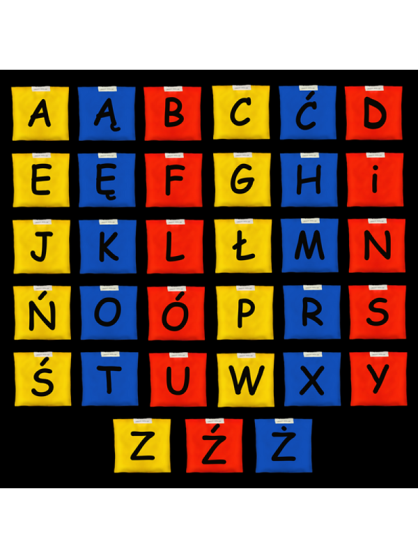 Woreczki gimnastyczne Akson Kolorowy Alfabet ZESTAW LITEREK 3 KOLORY