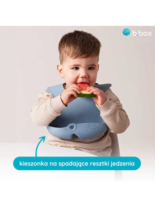 Śliniak z otwartą kieszonką niebieski, b.box