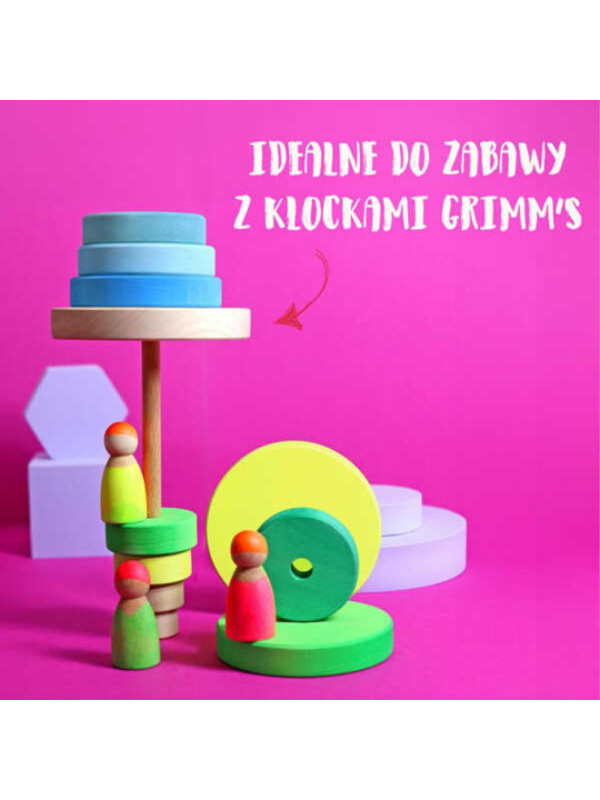 Drewniane figurki Przyjaciele 3 szt. Neon Pink/Green Grimm’s