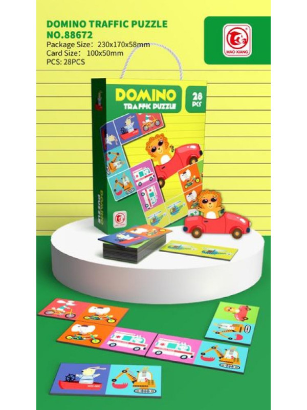 WOOPIE Gra Edukacyjna Transport Zwierzęta Puzzle Domino Montessori