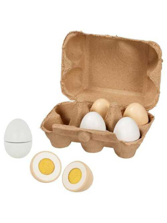 Eggs with Velcro in egg cardboard, 6 pieces