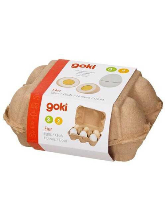 Eggs with Velcro in egg cardboard, 6 pieces