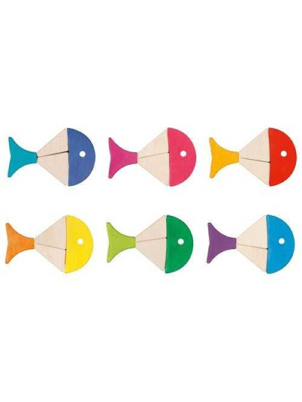 Colour and shape sorting game - 6 colourful fishes