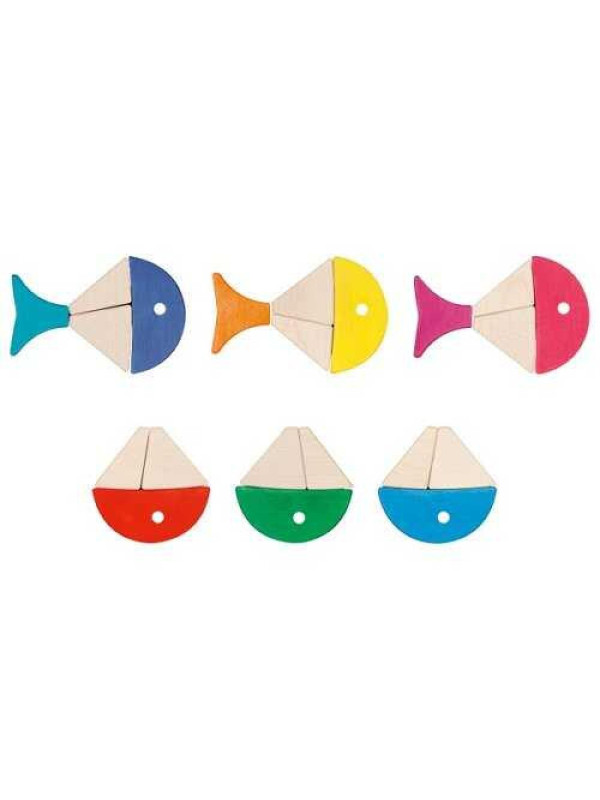 Colour and shape sorting game - 6 colourful fishes