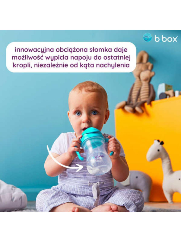 Bidon ze słomką 240 ml, lazurowy, b.box