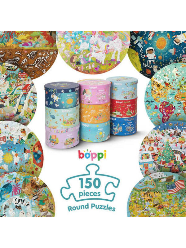 BOPPI, Puzzle okrągłe 58 cm - Jednorożce 150 elem.