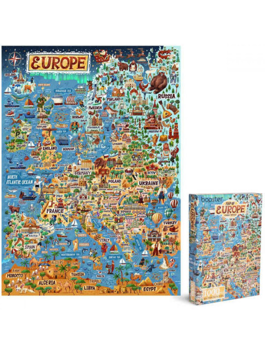 Bopster, ilustrowane puzzle 1000 el Mapa Europy