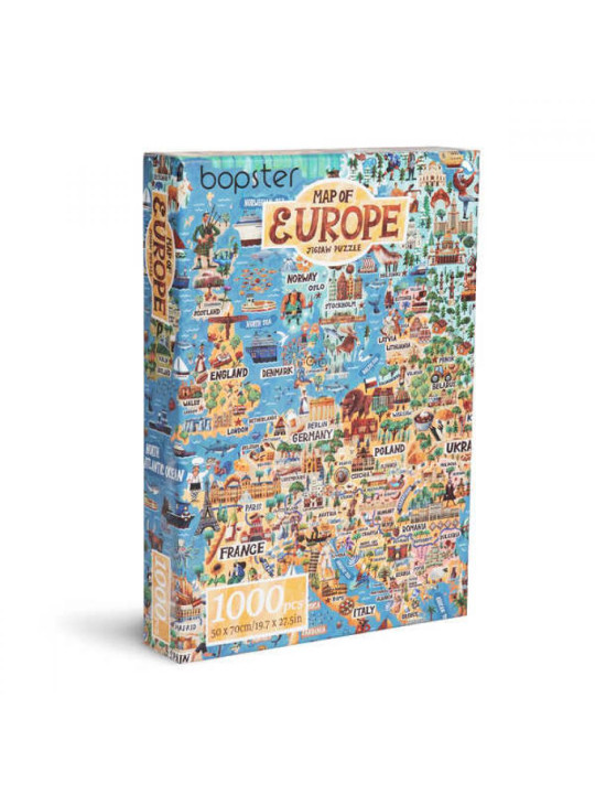 Bopster, ilustrowane puzzle 1000 el Mapa Europy