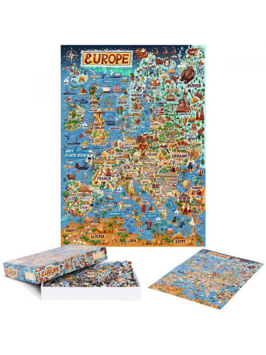 Bopster, ilustrowane puzzle 1000 el Mapa Europy