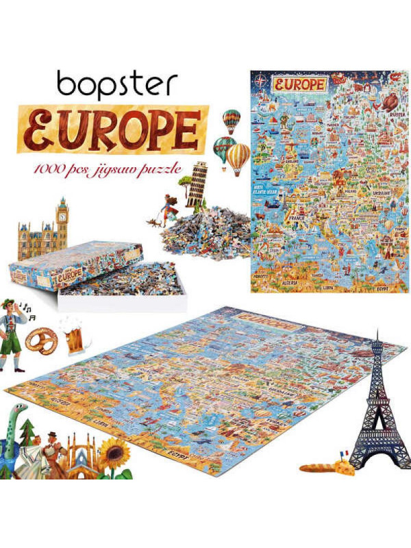 Bopster, ilustrowane puzzle 1000 el Mapa Europy