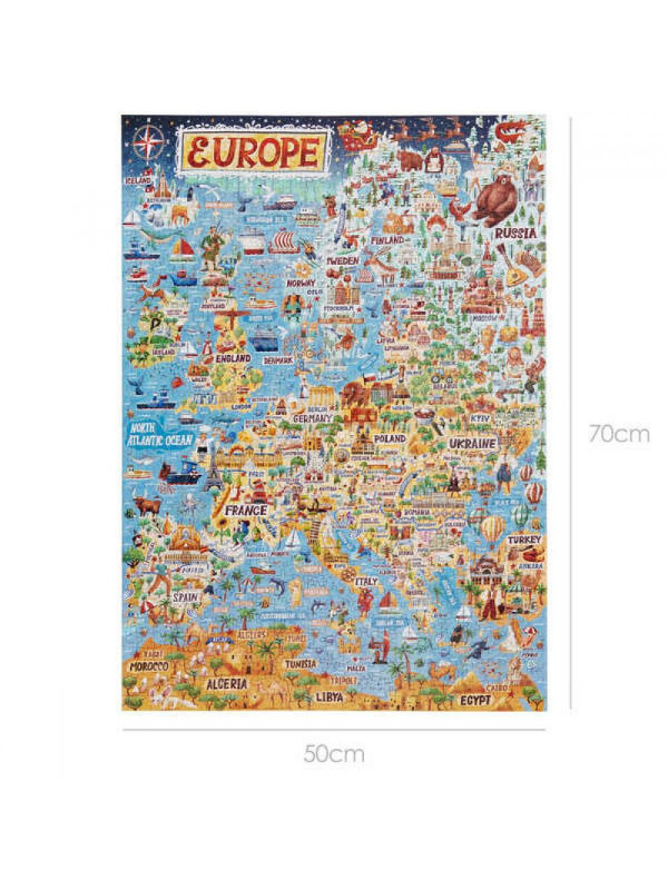 Bopster, ilustrowane puzzle 1000 el Mapa Europy