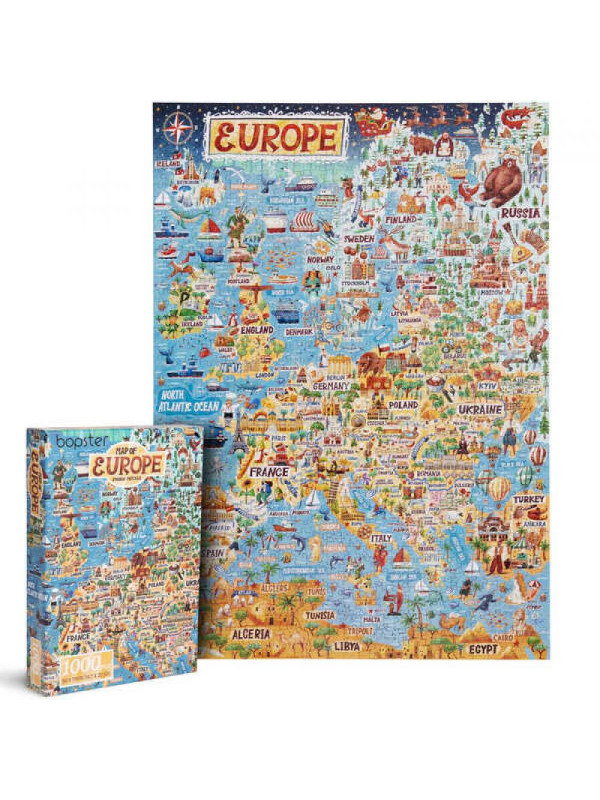 Bopster, ilustrowane puzzle 1000 el Mapa Europy