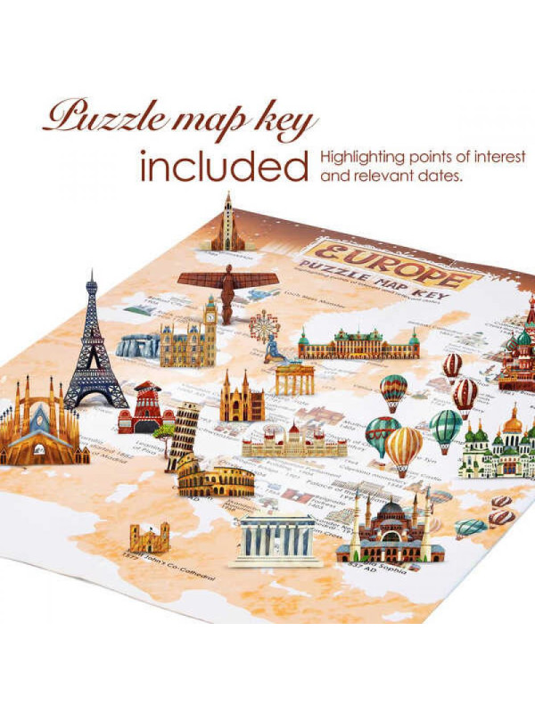 Bopster, ilustrowane puzzle 1000 el Mapa Europy