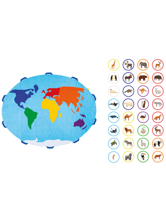 Zestaw Mata Edukacyjna Mapa Świata Zwierzęta 30 rzepów