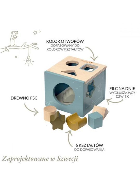 Drewniany sorter kształtów Micki niebieski