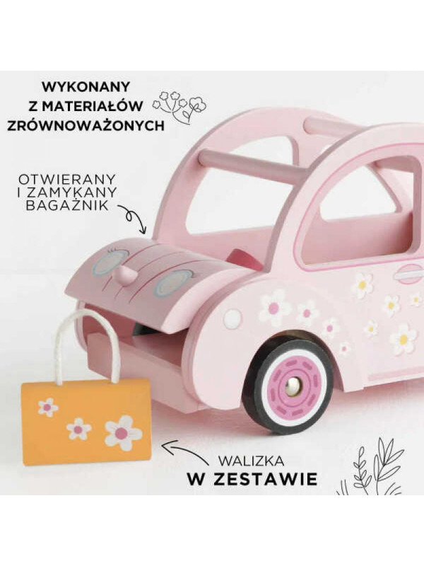 Różowy samochód drewniany dla dziewczynki Sophie Le Toy Van