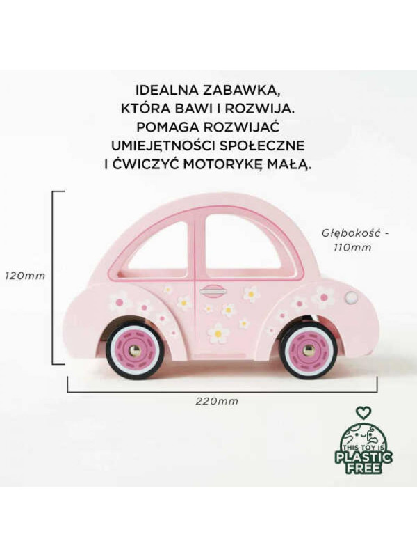 Różowy samochód drewniany dla dziewczynki Sophie Le Toy Van