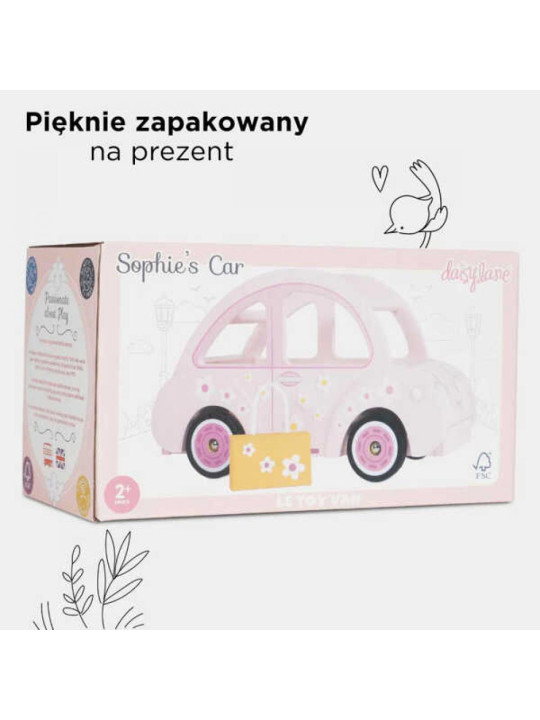 Różowy samochód drewniany dla dziewczynki Sophie Le Toy Van