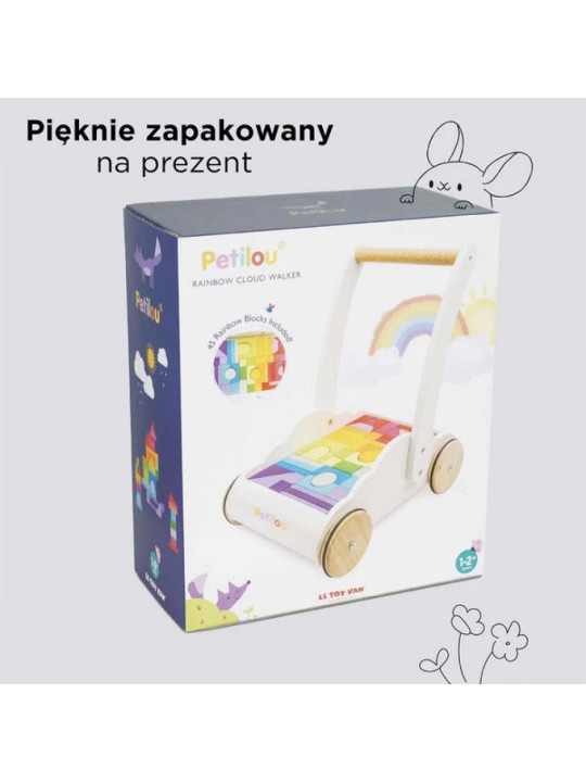 Pchacz drewniany z klockami Rainbow Cloud Le Toy Van