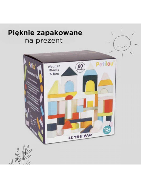 Klocki drewniane w siatce - 60 sztuk Le Toy Van