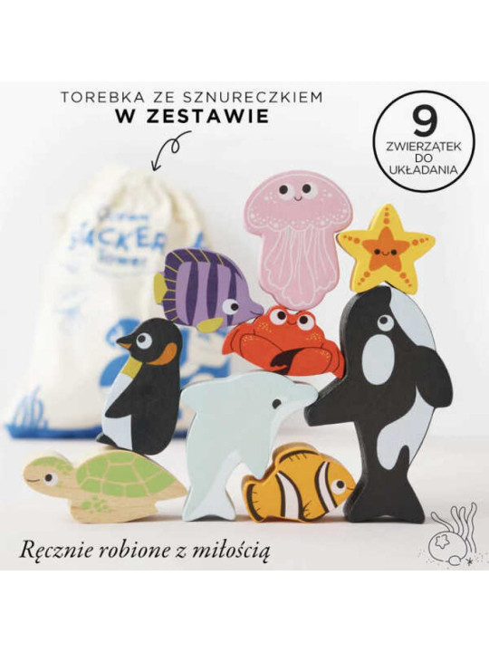 Gra zręcznościowa - Figurki zwierzątka drewniane rybki Le Toy Van