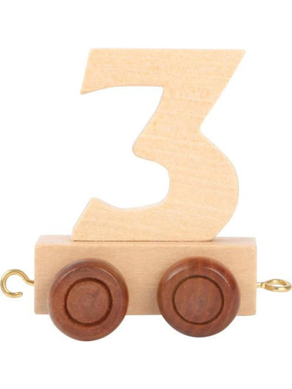 Wagon cyfra liczba 3  nauka liczenia small foot design- drewniana zabawka edukacyjna dla 3 latka