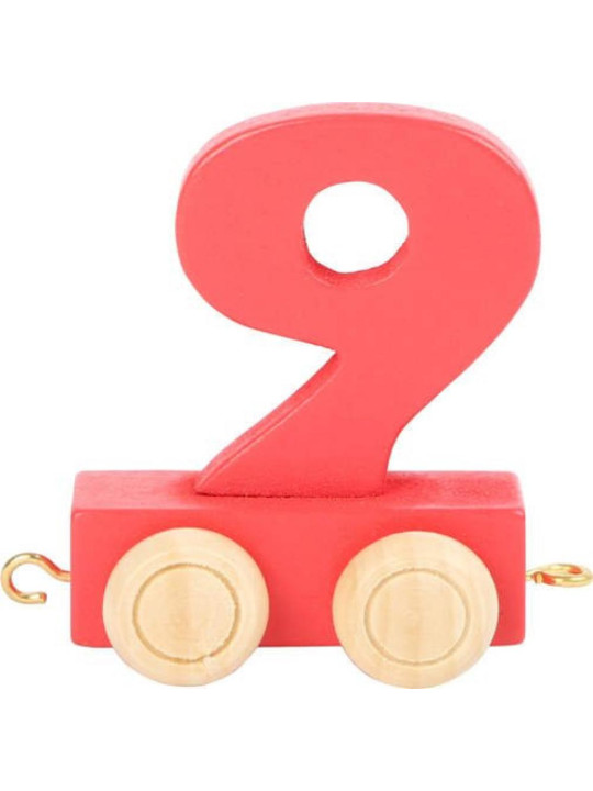 Wagon cyfra liczba 9  nauka liczenia small foot design- drewniana zabawka edukacyjna dla 3 latka