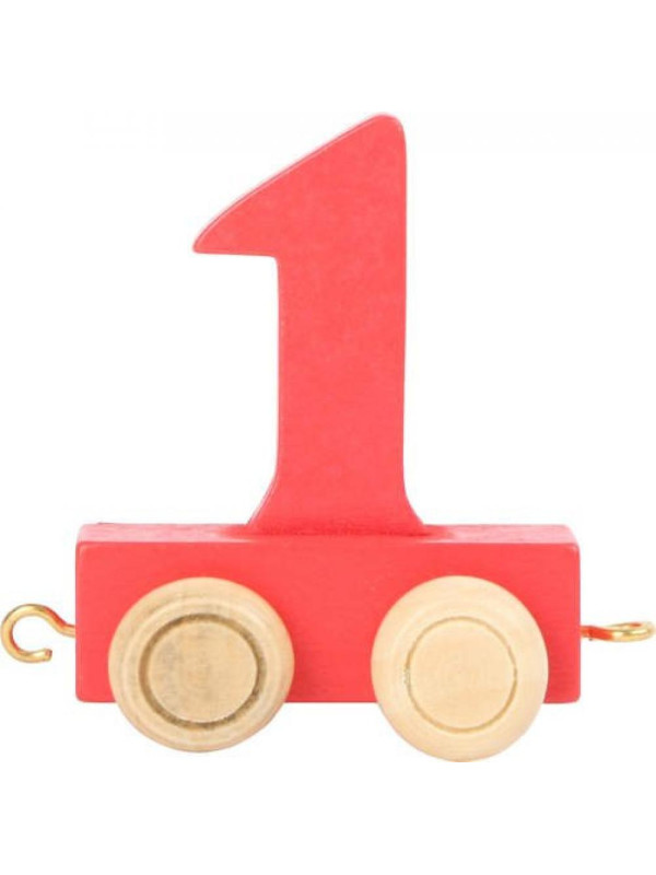 Wagon cyfra liczba 1 nauka liczenia small foot design- drewniana zabawka edukacyjna dla 3 latka