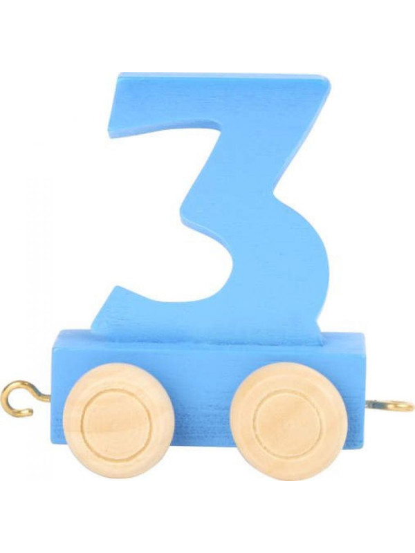 Wagon cyfra liczba 3, nauka liczenia small foot design- drewniana zabawka edukacyjna dla 3 latka